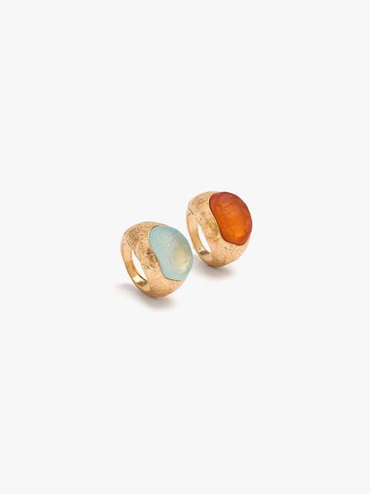 Set Of Rings With Stone Effect