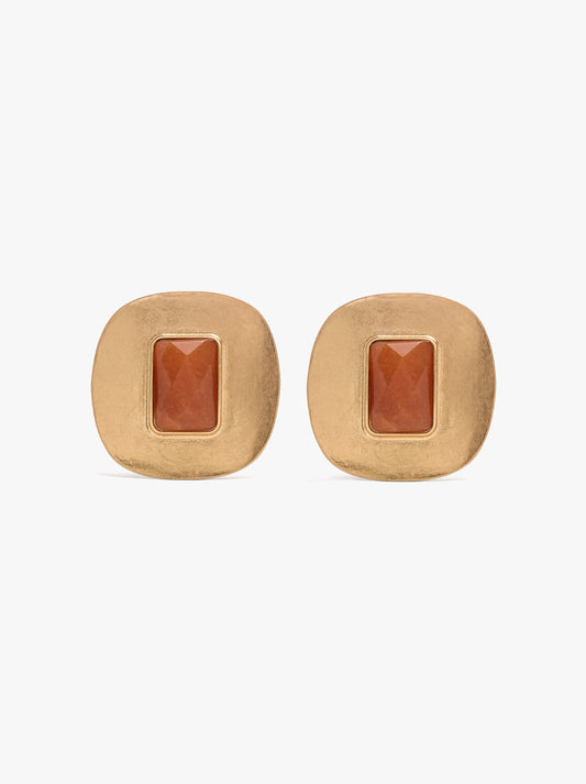 Maxi Earrings With Rectangular Stone