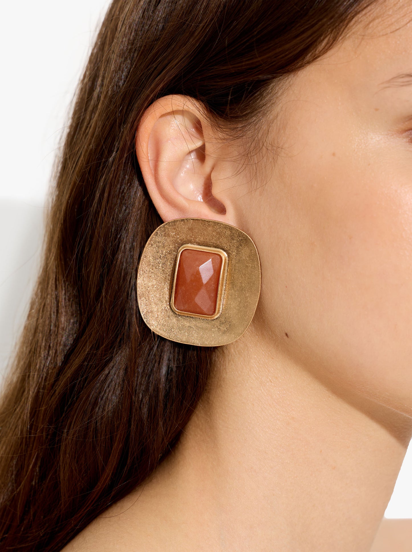 Maxi Earrings With Rectangular Stone