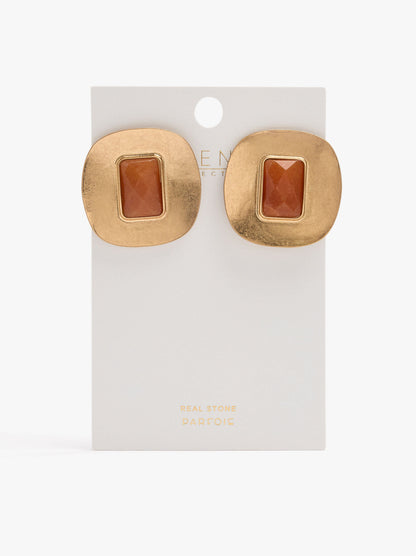 Maxi Earrings With Rectangular Stone
