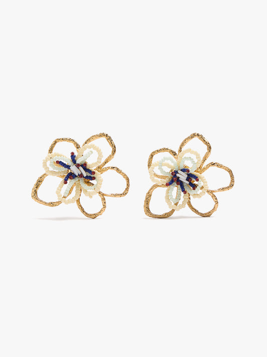 Maxi Flower Earrings With Beads