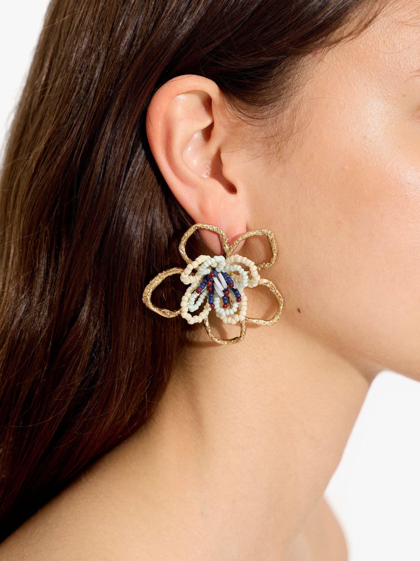 Maxi Flower Earrings With Beads