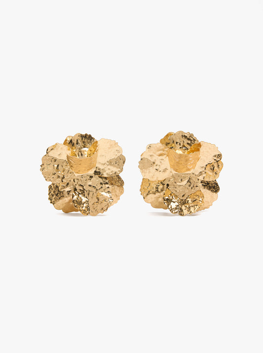 Maxi Flower Earrings With Embossed Detail