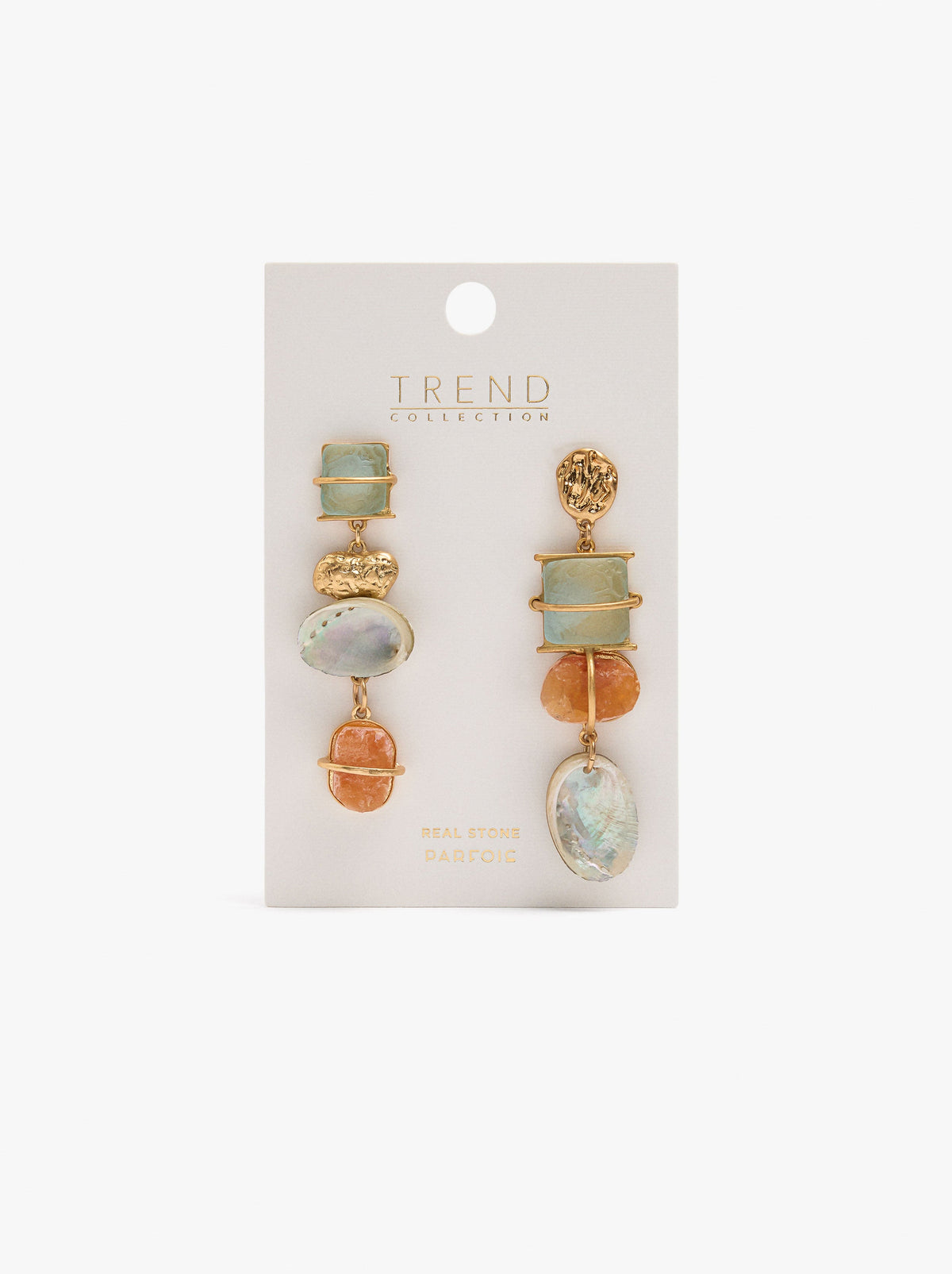 Asymmetric Long Earrings With Stones And Shells