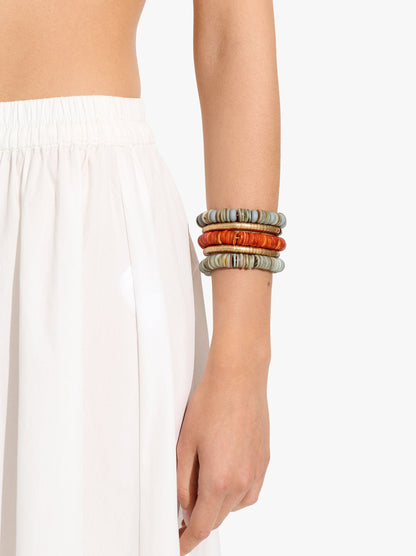 Set Of Elastic Bracelets With Shell Beads