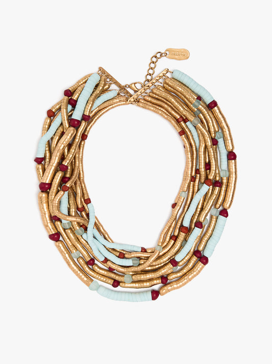 Short Multi-Collar With Glass Beads