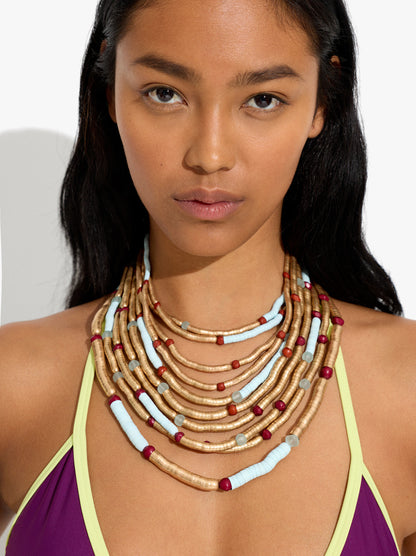 Short Multi-Collar With Glass Beads