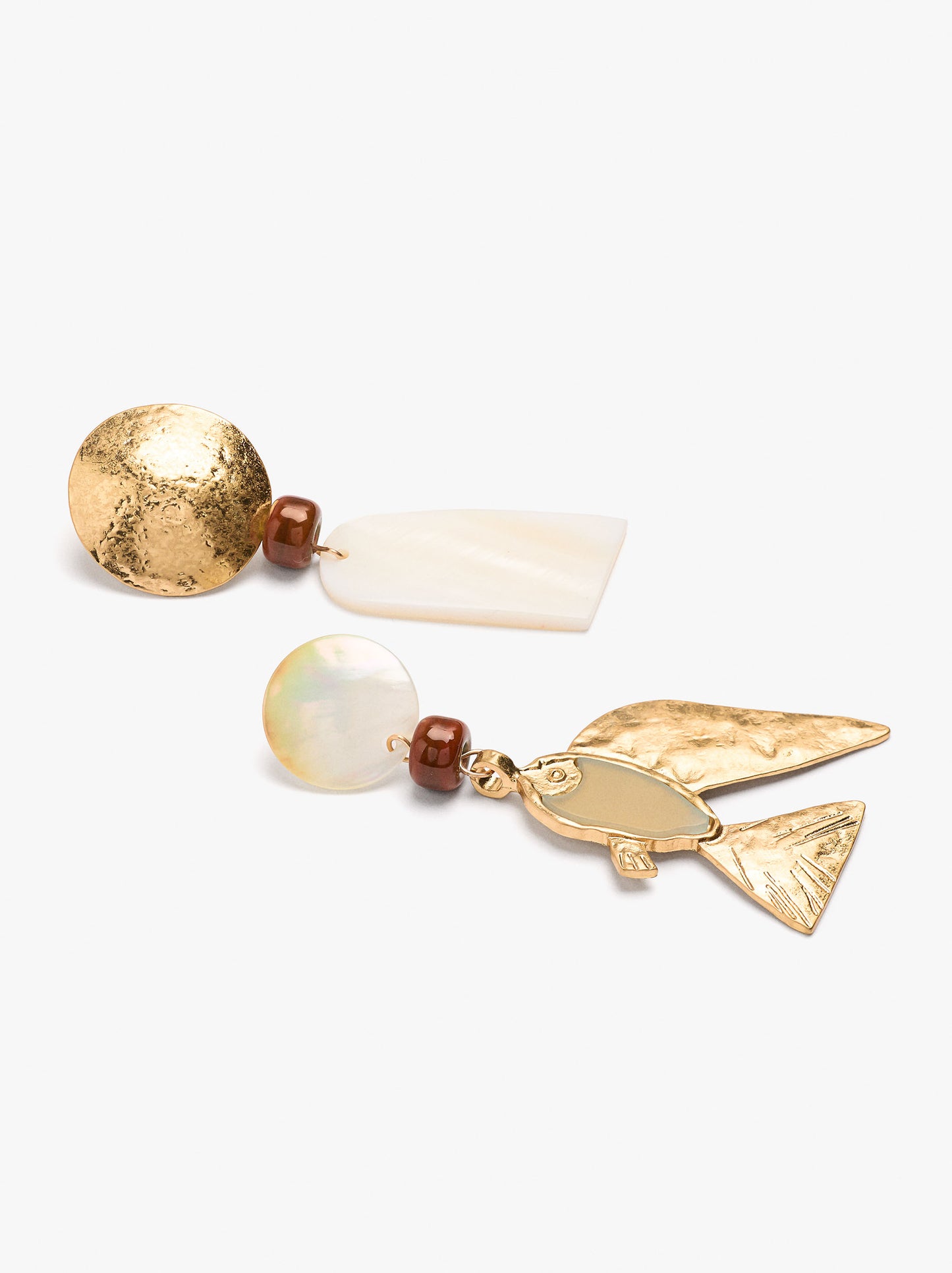 Asymmetric Earrings Fish And Shells