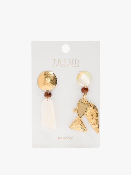 Asymmetric Earrings Fish And Shells