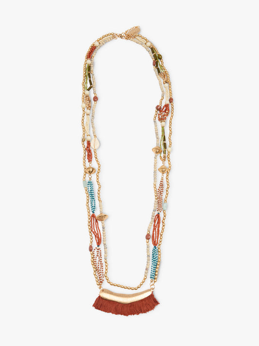 Multi-Collar With Clay And Glass Beads