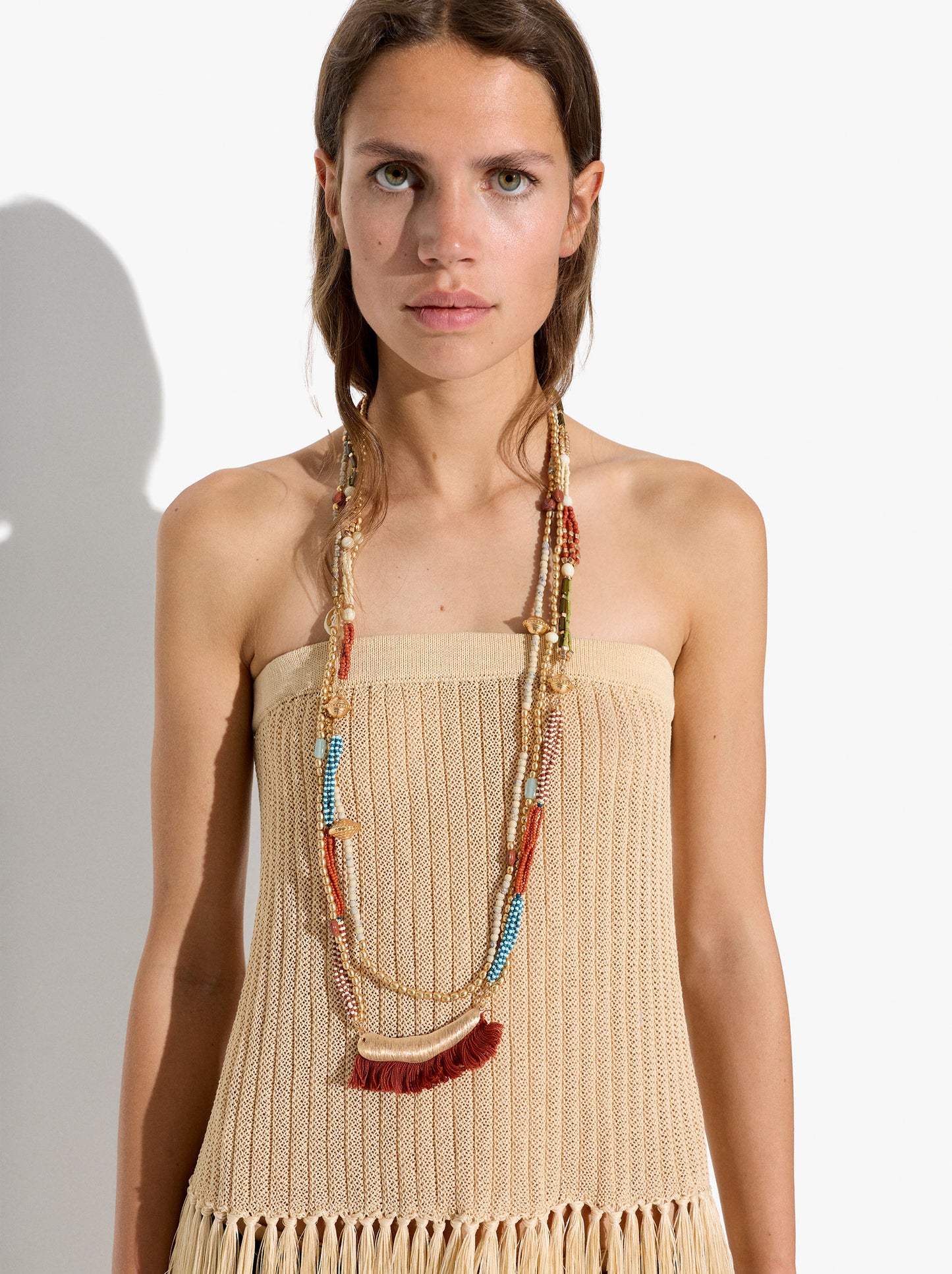 Multi-Collar With Clay And Glass Beads