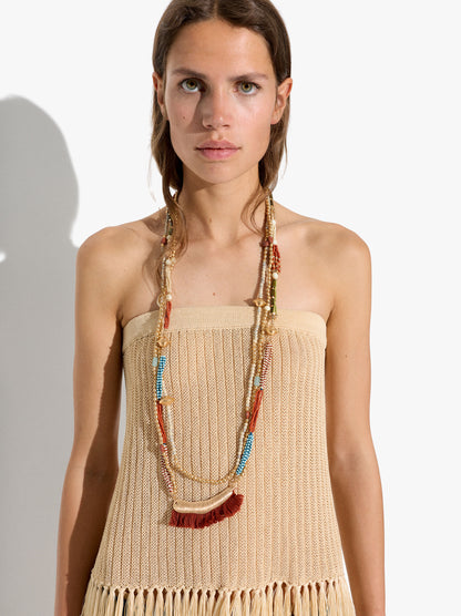 Multi-Collar With Clay And Glass Beads