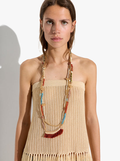 Multi-Collar With Clay And Glass Beads