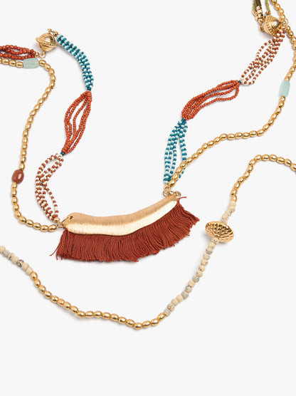 Multi-Collar With Clay And Glass Beads