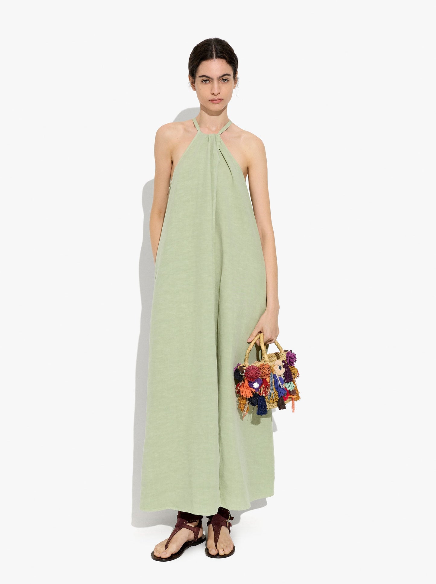 Plain Halter Dress With Pockets