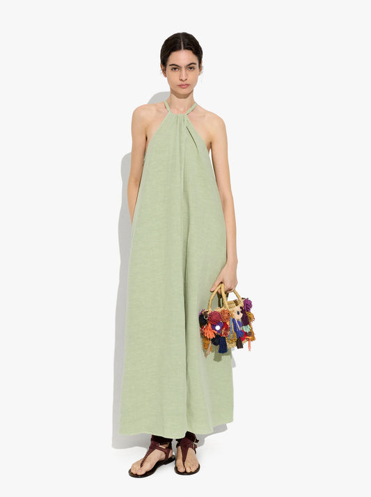 Plain Halter Dress With Pockets