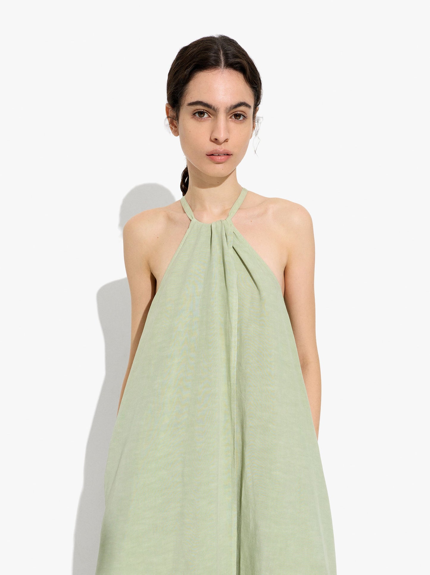 Plain Halter Dress With Pockets