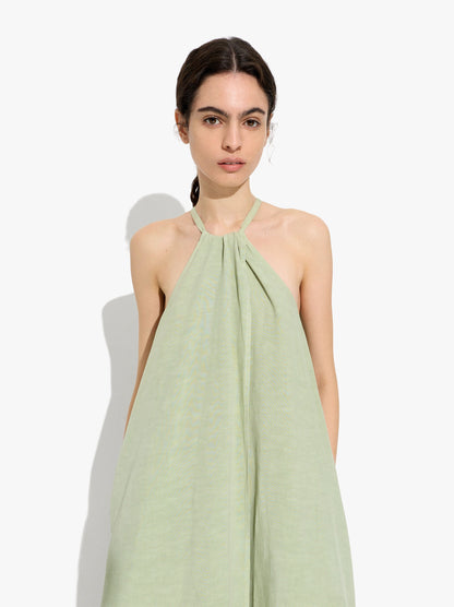 Plain Halter Dress With Pockets