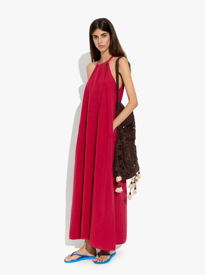 Plain Halter Dress With Pockets