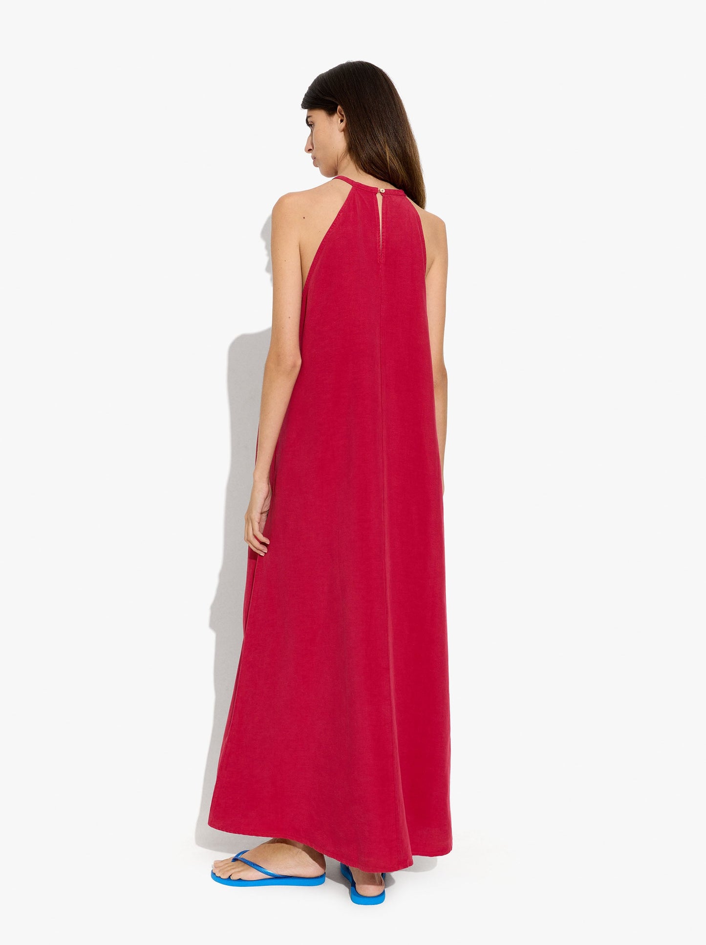 Plain Halter Dress With Pockets