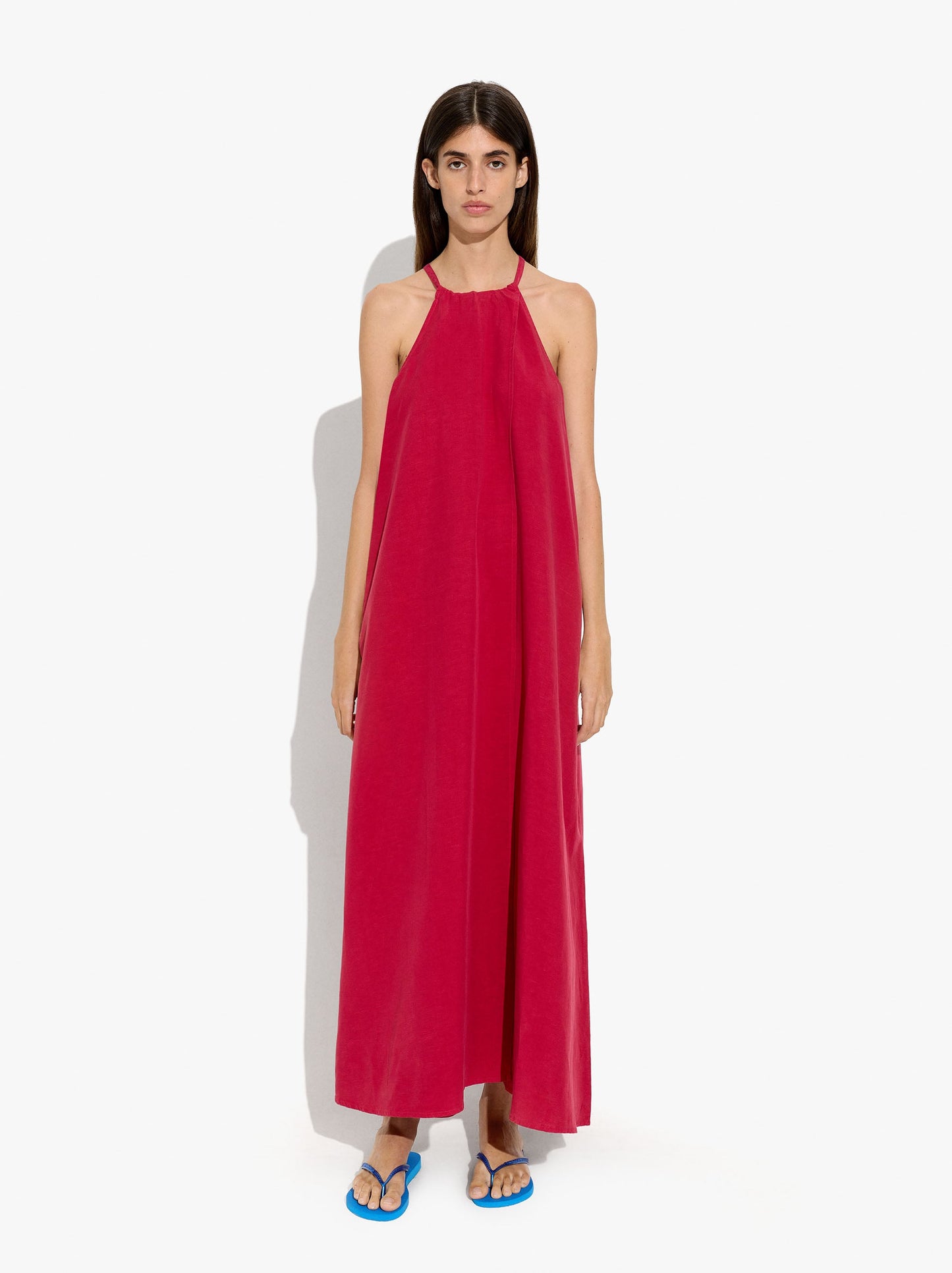 Plain Halter Dress With Pockets