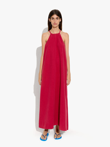 Plain Halter Dress With Pockets