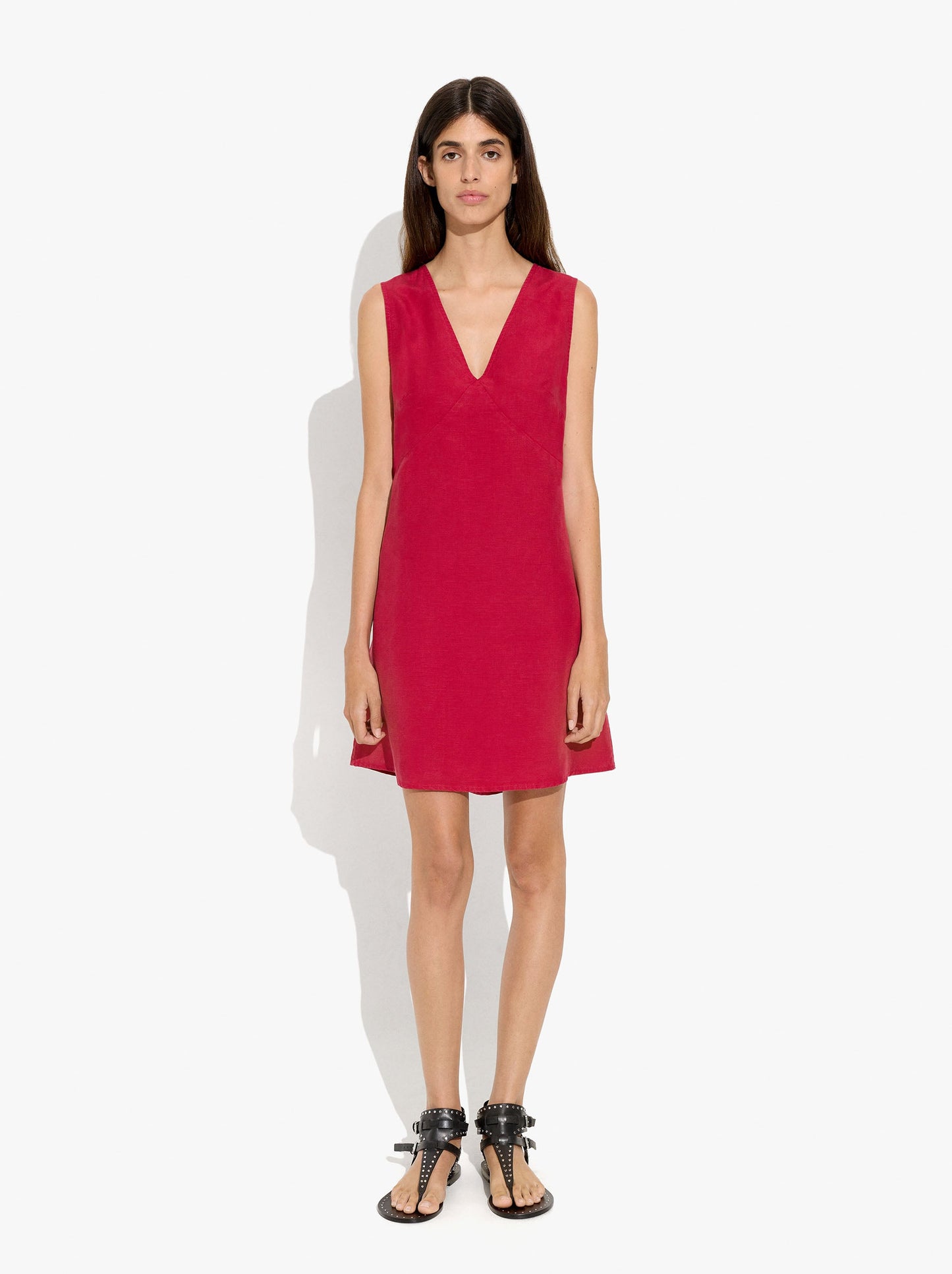 Plain Dress With V-Neck