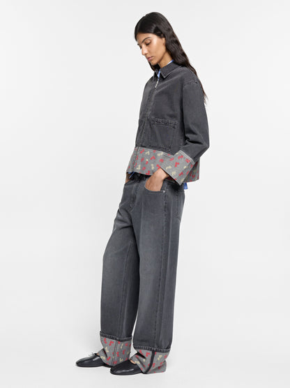 Jeans With Printed Cuff