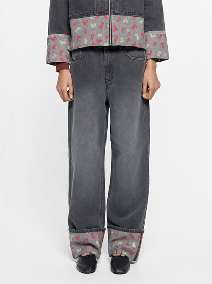 Jeans With Printed Cuff