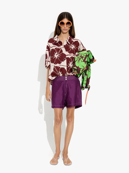 Shirt With Floral Printed 100% Cotton