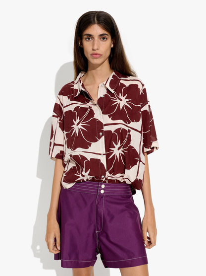 Shirt With Floral Printed 100% Cotton