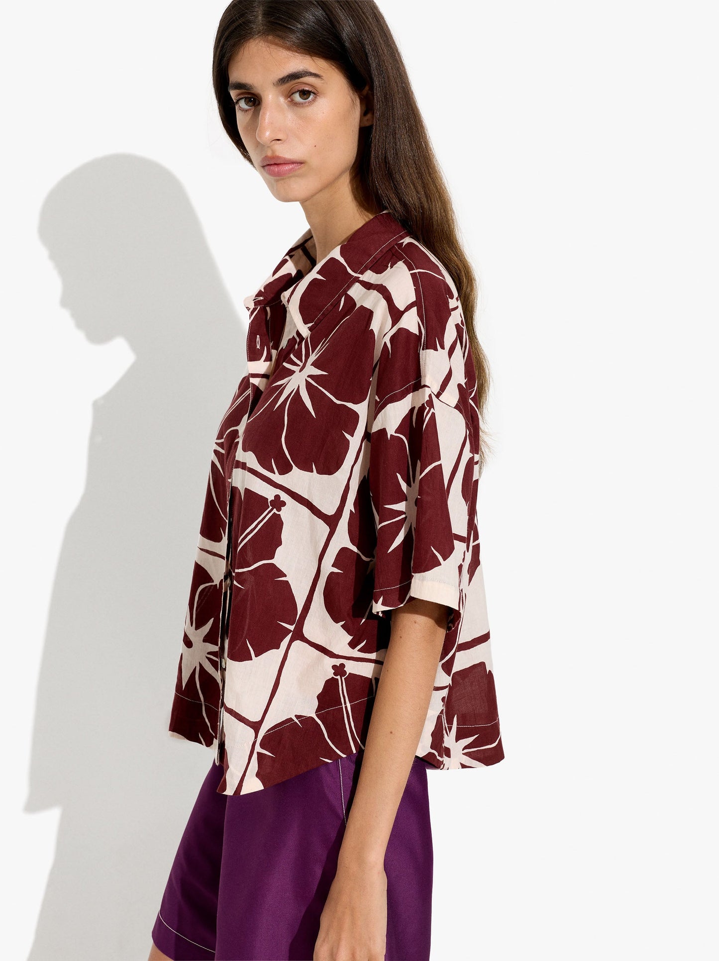 Shirt With Floral Printed 100% Cotton