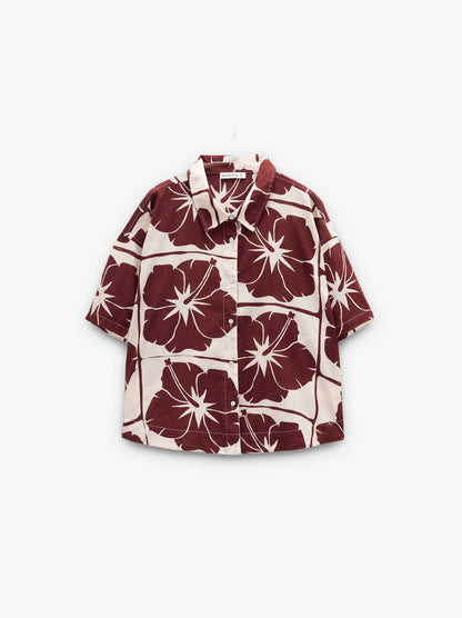 Shirt With Floral Printed 100% Cotton
