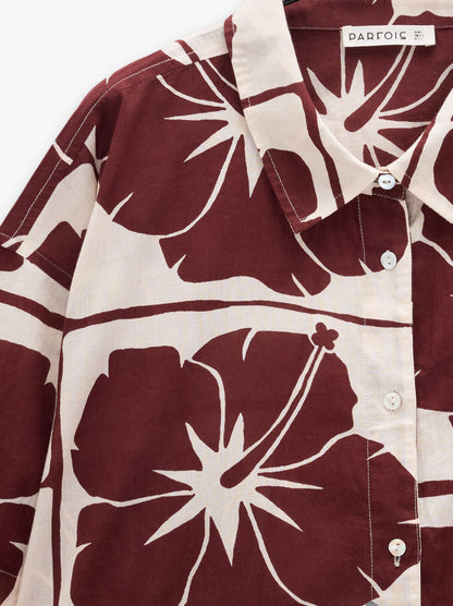 Shirt With Floral Printed 100% Cotton