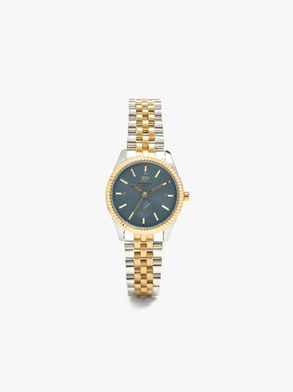 Bicolor Round Watch With Stainless Steel Bracelet