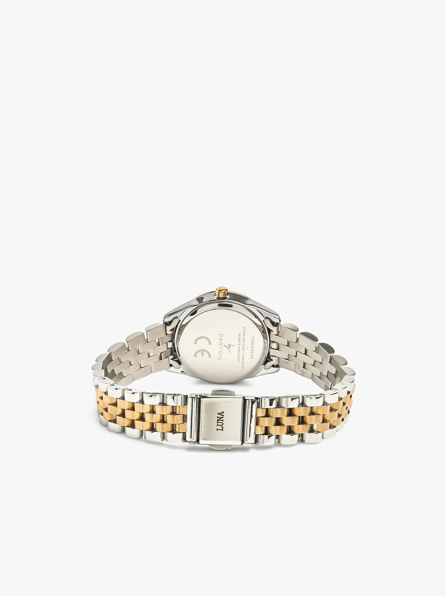 Bicolor Round Watch With Stainless Steel Bracelet