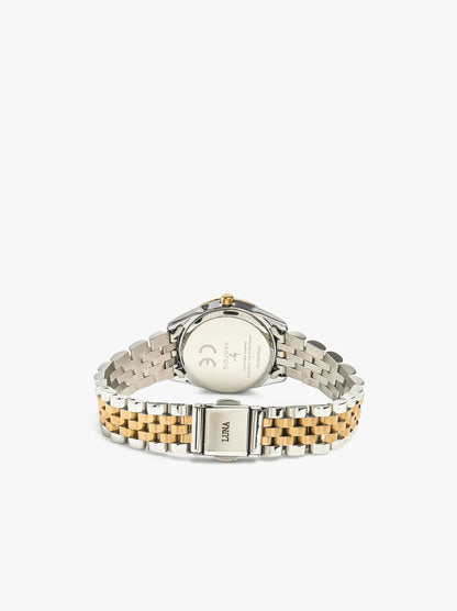 Bicolor Round Watch With Stainless Steel Bracelet
