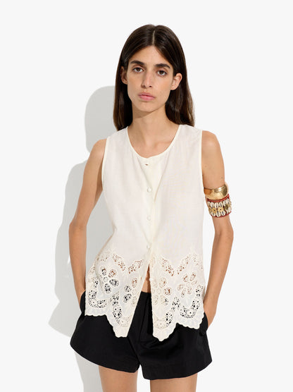 Top With Perforated Embroidery 100% Cotton