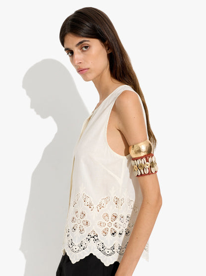 Top With Perforated Embroidery 100% Cotton