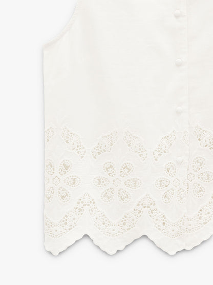 Top With Perforated Embroidery 100% Cotton