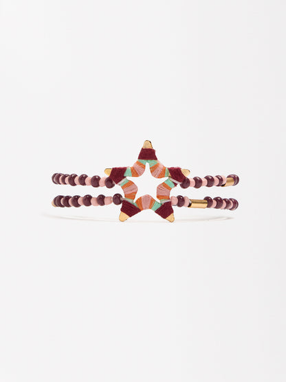Elasticated Beaded Bracelet With Star