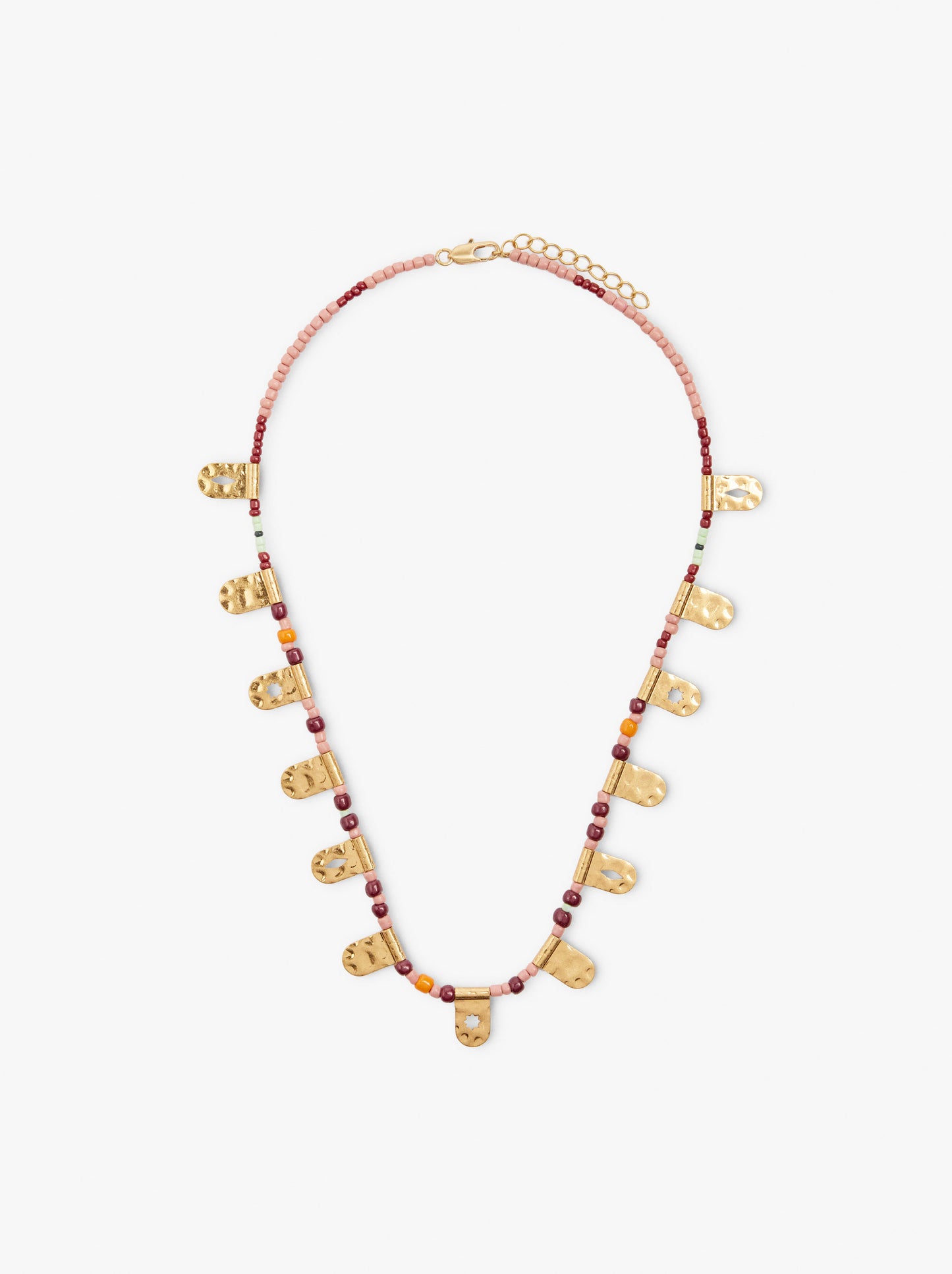 Short Necklace Of Glass Beads With Pendants