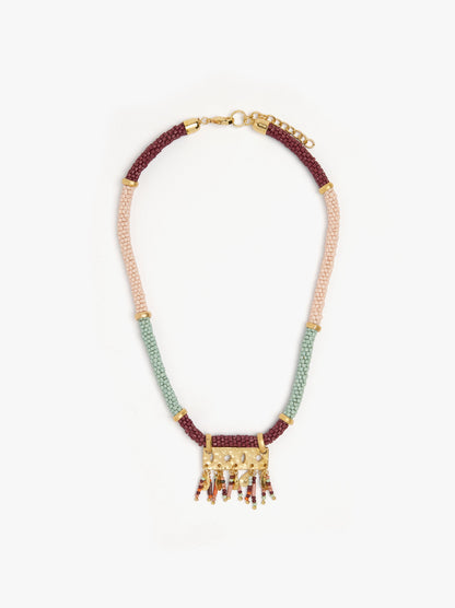 Tubular Necklace With Perforated Pendant Beads