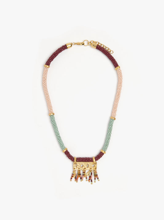 Tubular Necklace With Perforated Pendant Beads