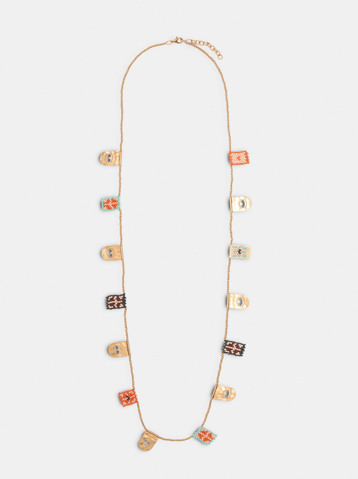 Long Necklace With Pendants And Beads