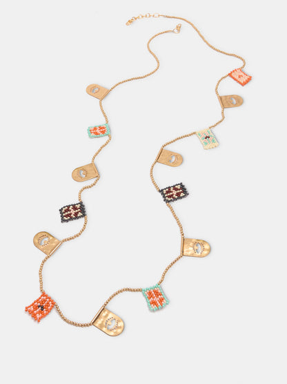 Long Necklace With Pendants And Beads