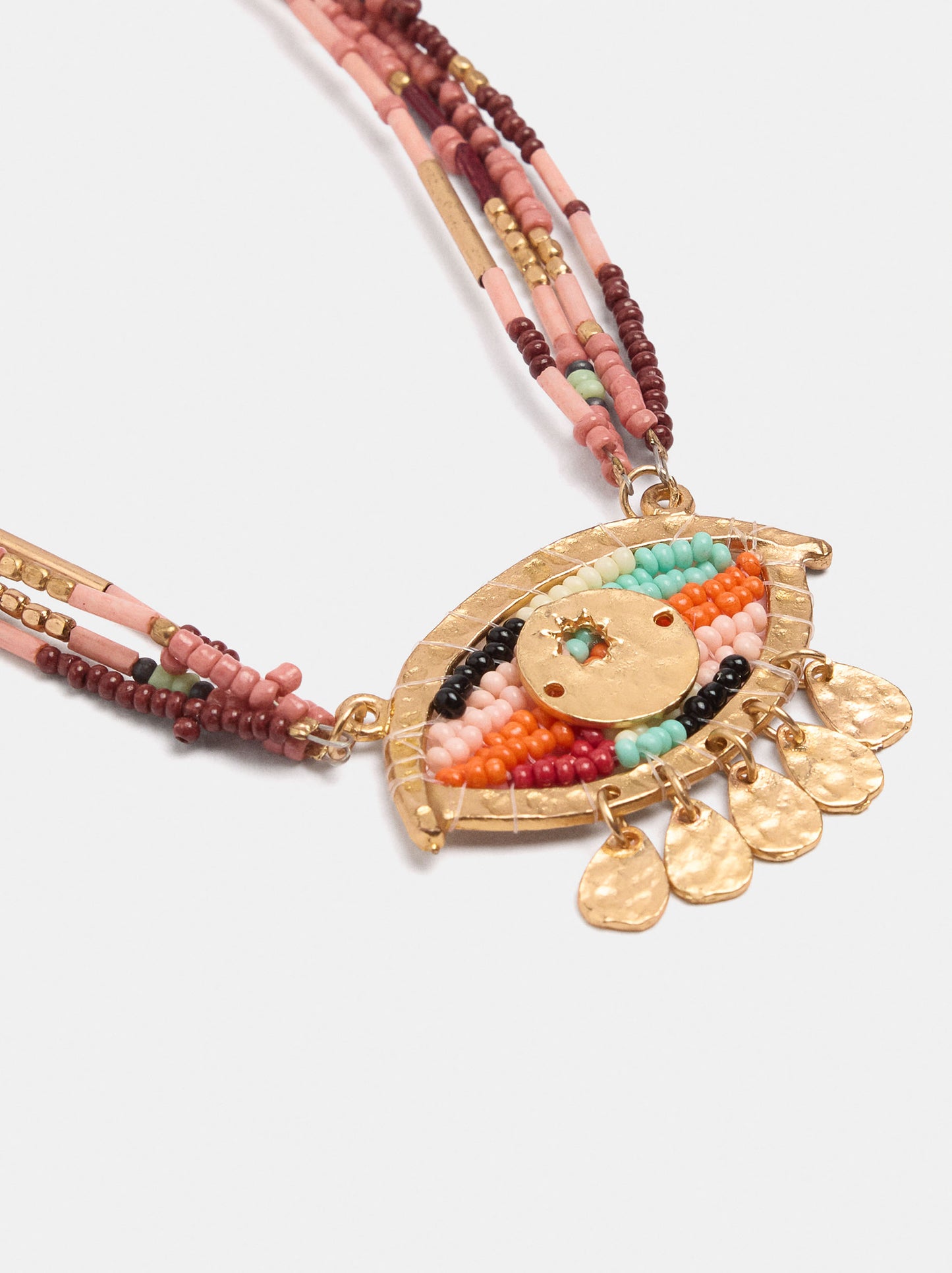 Multi-Collar With Beads And Eye Pendant