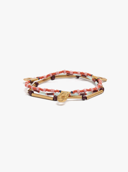 Set Of Elastic Bracelets With Beads