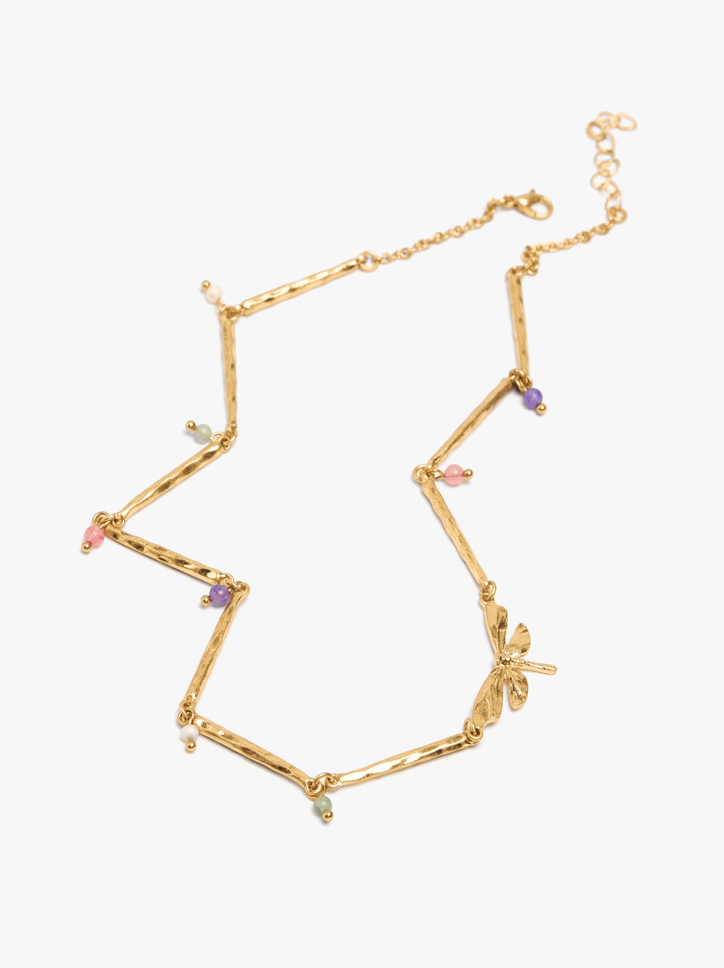 Necklace Of Bars With Stone Beads