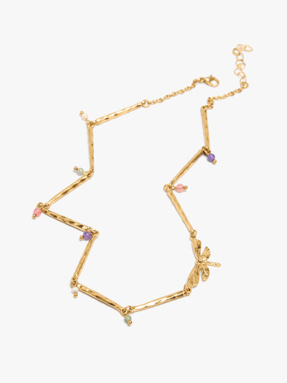 Necklace Of Bars With Stone Beads